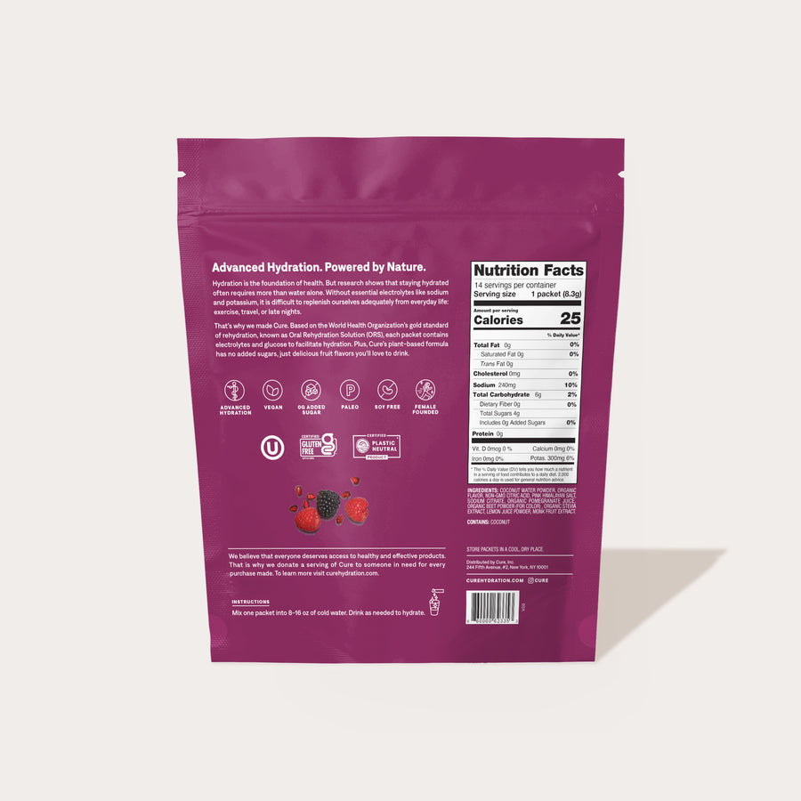 Hydrating Electrolyte Mix | Berry Pomegranate | No Added Sugar | Cure